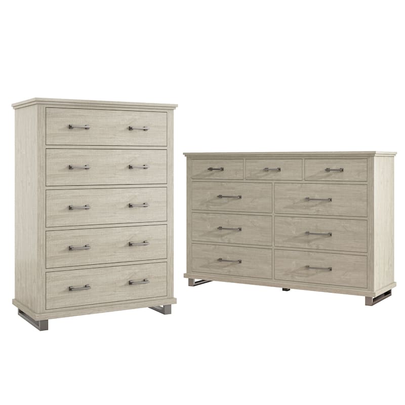 Farmhouse-inspired 2-Piece Bedroom Set - 1 Chest and 1 Dresser