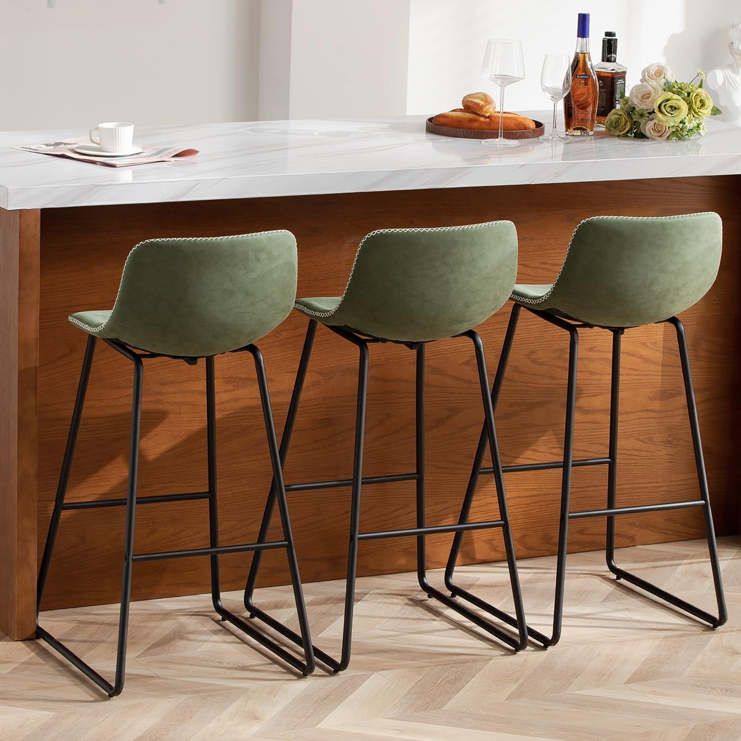 Leather bar stools store set of 3