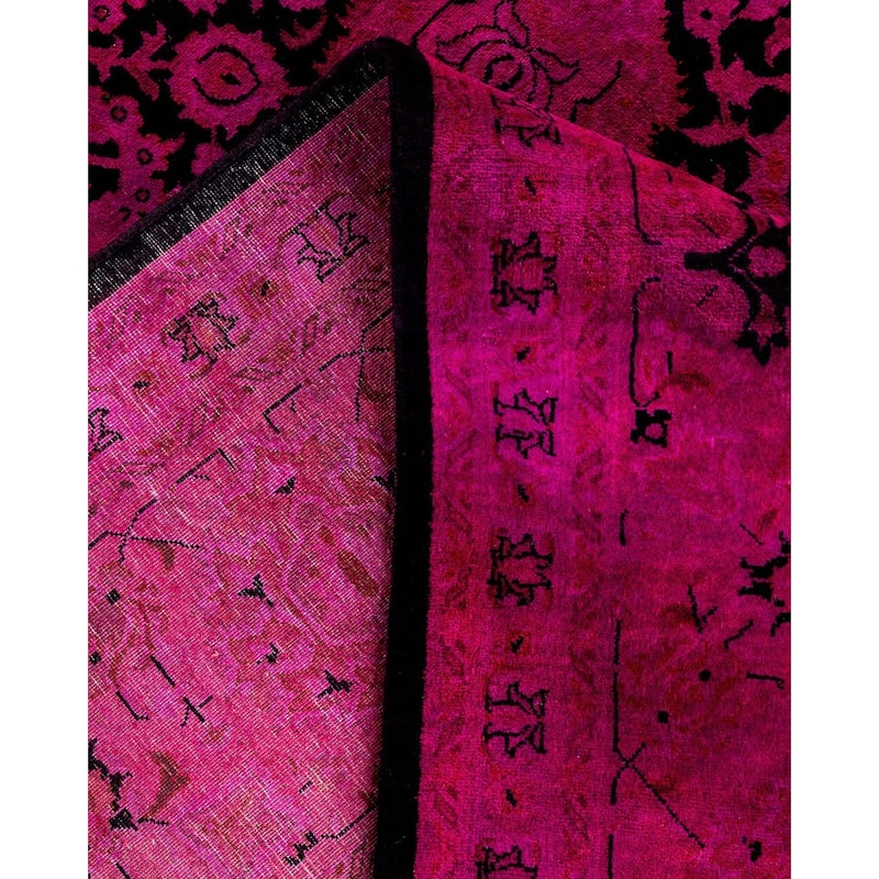 Overton Hand Knotted Wool Vintage Inspired Modern Contemporary Overdyed Pink Area Rug - 8' 1" x 13' 10"