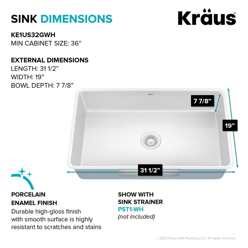 KRAUS Pintura Porcelain Enameled Steel Undermount Kitchen Sink