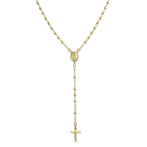 Virgin Mary Catholic Rosary Beads Gold Plated Necklace Prayer. Opens flyout.
