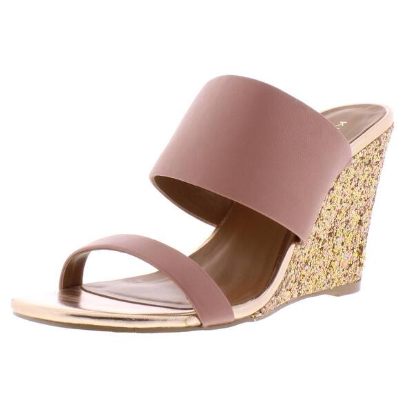 kurt geiger womens charing wedges leather glitter pale pink