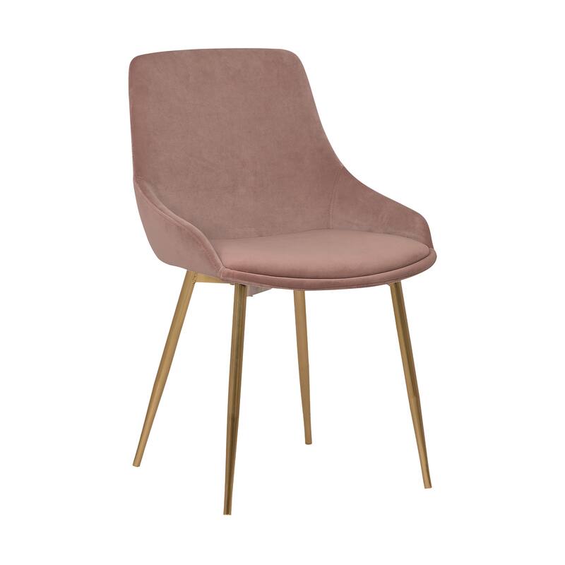 Modern Velvet Upholstered Dining Chair Accent Chair with Metal Legs - Pink and Gold
