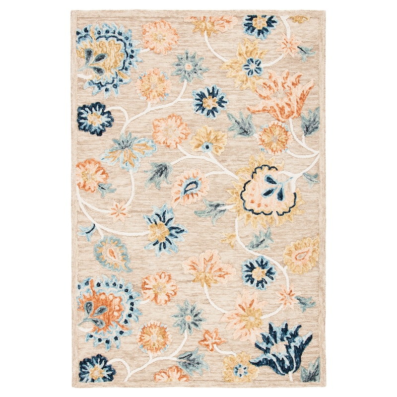 SAFAVIEH Handmade Metro Cait French Country Wool Rug - 6' Square - Beige/Blue