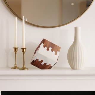Resin Modern Two Tone Cube Decorative Object for Home Decor - 4