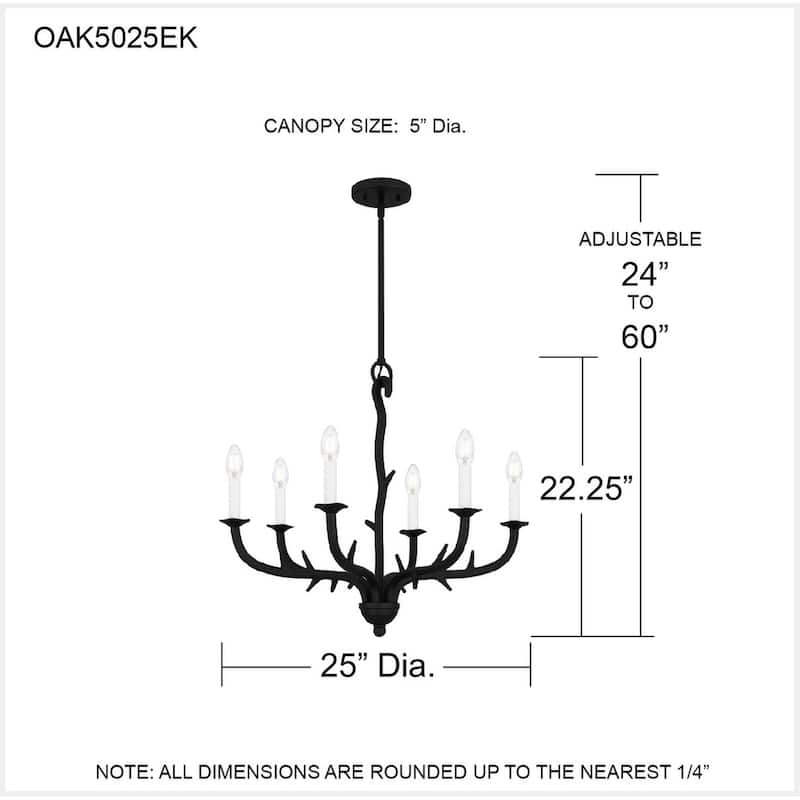 Oakley 6-Light Earth Black Chandelier