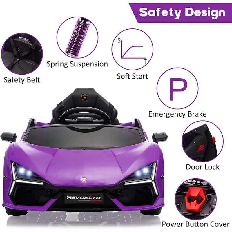 12V Kids Ride On Car, Licensed Lamborghini Revuelto Electric Car for Kids