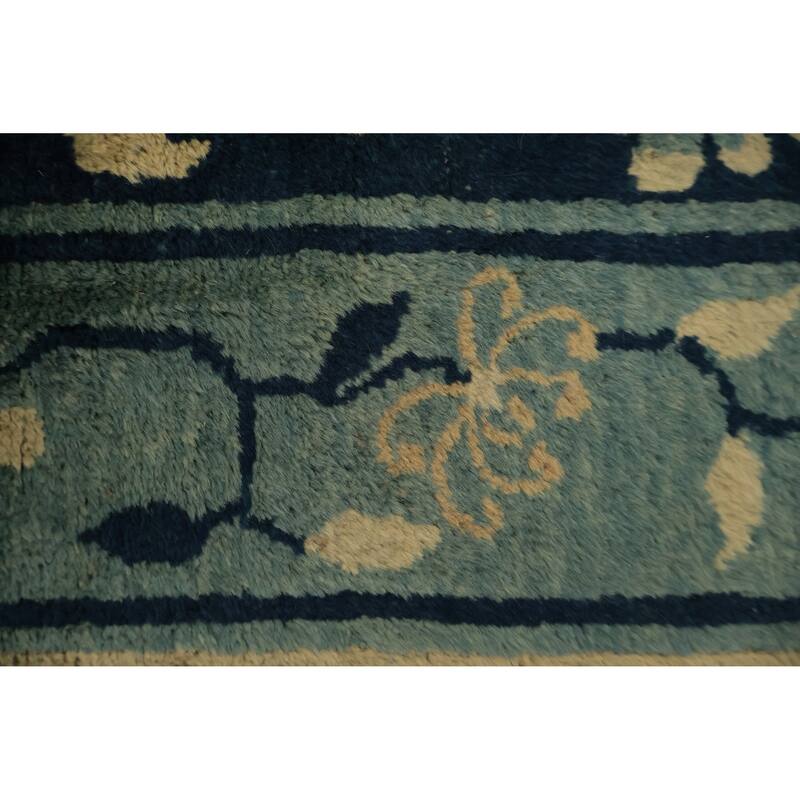 Hand Knotted Oriental 100% Wool Carpet Traditional Floral Yellow & Gold Art Deco Area Rug - 9' 5'' X 7' 5''