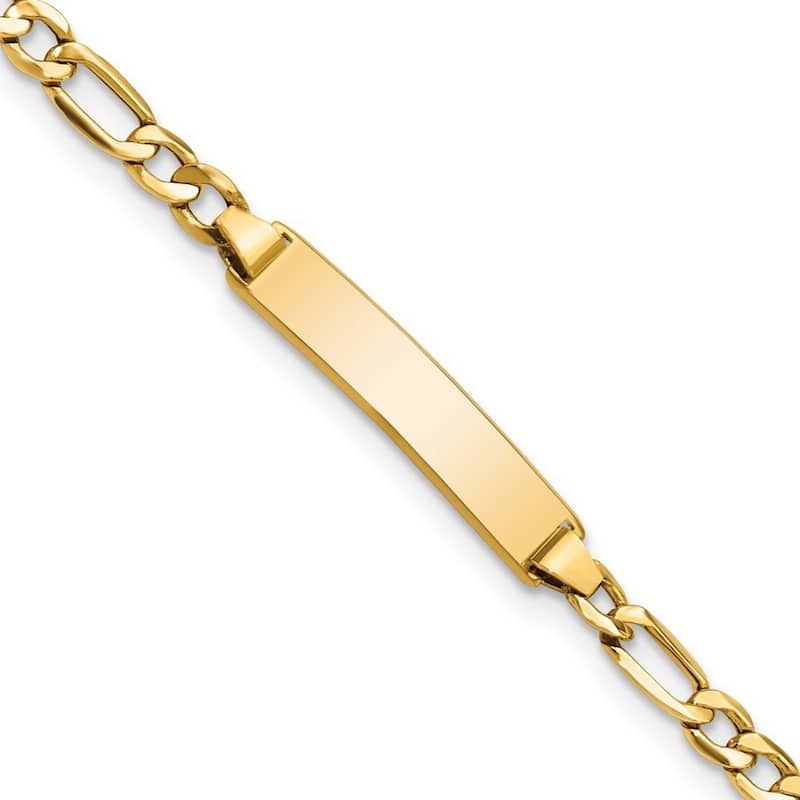 Curata 4.4mm 14k Semi-solid Figaro Link ID Bracelet - 6 Inch