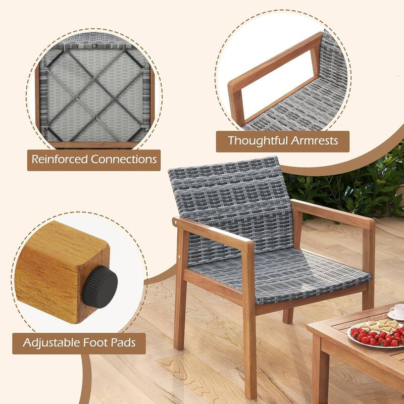 4/8 PCS Patio Furniture Set PE Rattan Patio Bistro Set with Loveseat