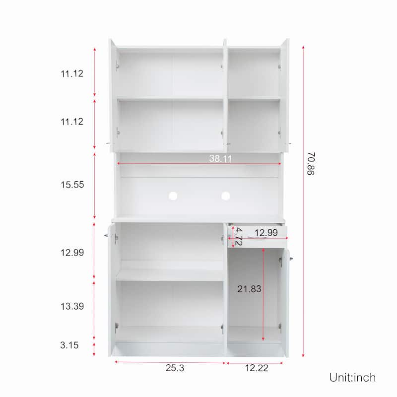 Rustic Farmhouse Tall Wardrobe, Armoire with Shelves, Open Compartment and Drawer, Freestanding Storage Closet Wardrobe Cabinet