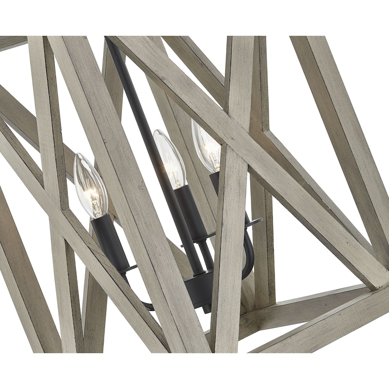 3 - Light Anchor Grey Oak And Matte Black Pendant - 12.5"x12.5"x20.27"
