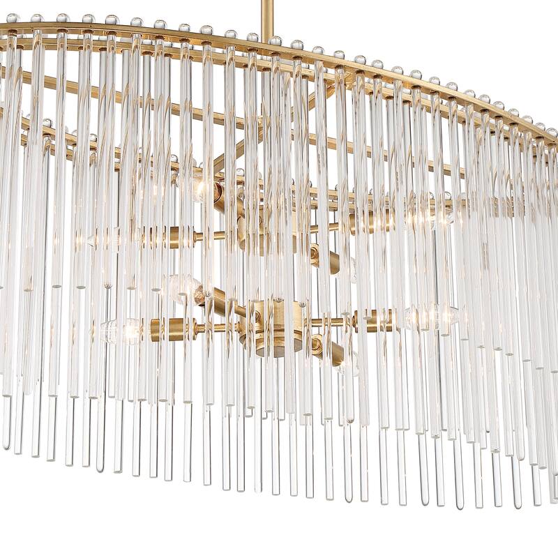 Bleecker 8 Light Antique Gold Chandelier - 36'' W x 16'' H