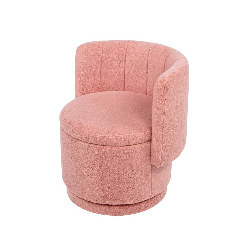 Boucle Swivel Chair with Storage Base