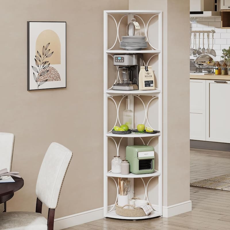 67" Tall Corner Shelf, Corner Bookshelf Bookcase Standing Shelving Unit