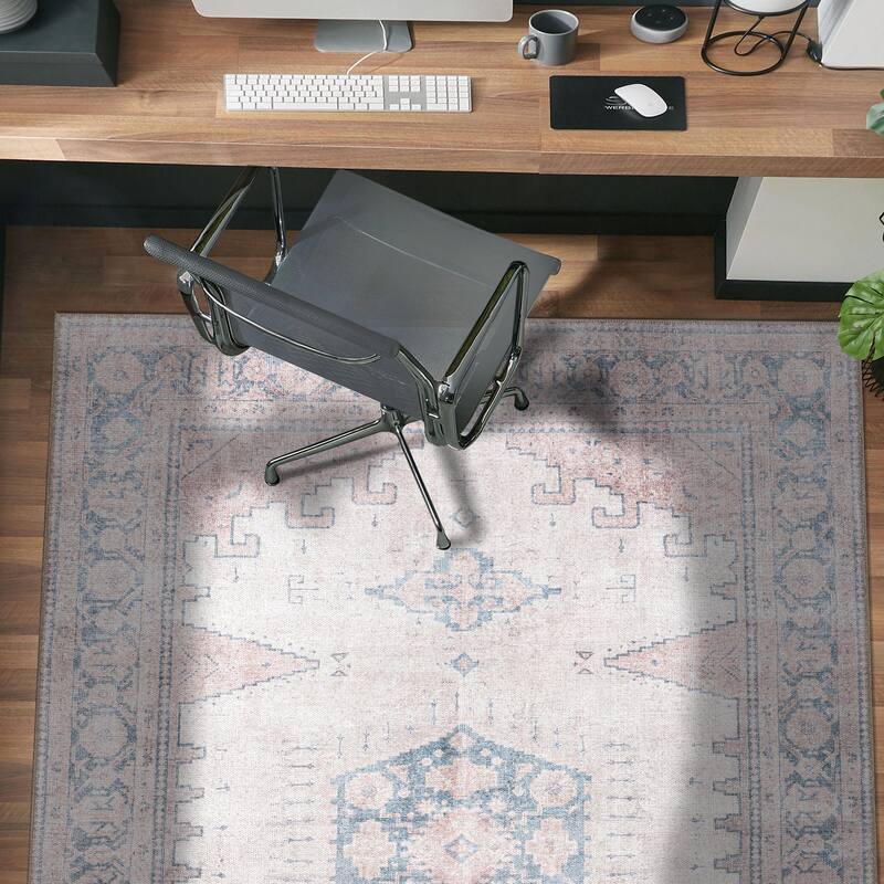 World Rug Gallery Vintage Bohemian Machine Washable Non Slip Area Rug