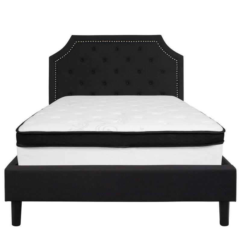 Arched Tufted Platform Bed and Memory Foam Pocket Spring Mattress