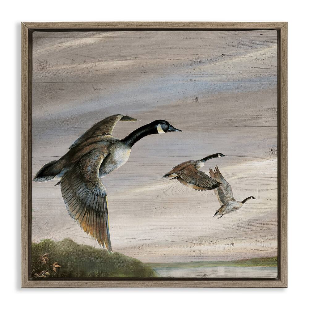 Stupell Flying Geese over Rustic Framed Floater Canvas Wall Art Design By Ruane Manning