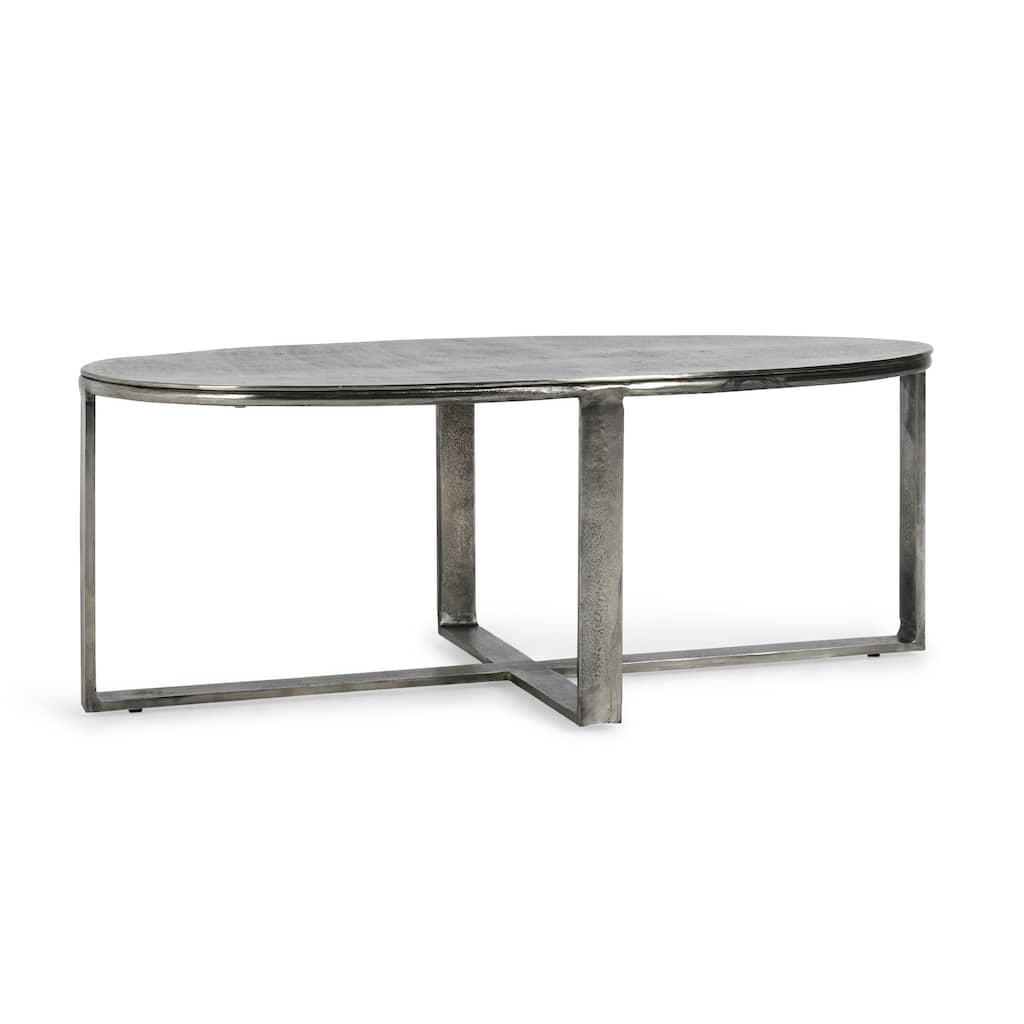 Classic Home Flores 48" Oval Metal Coffee Table