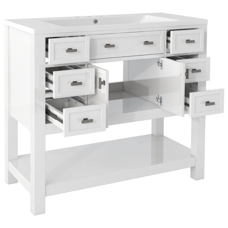 Solid Wood Bathroom Vanity with Top Sink with Towels Bar - 36'' x 18''