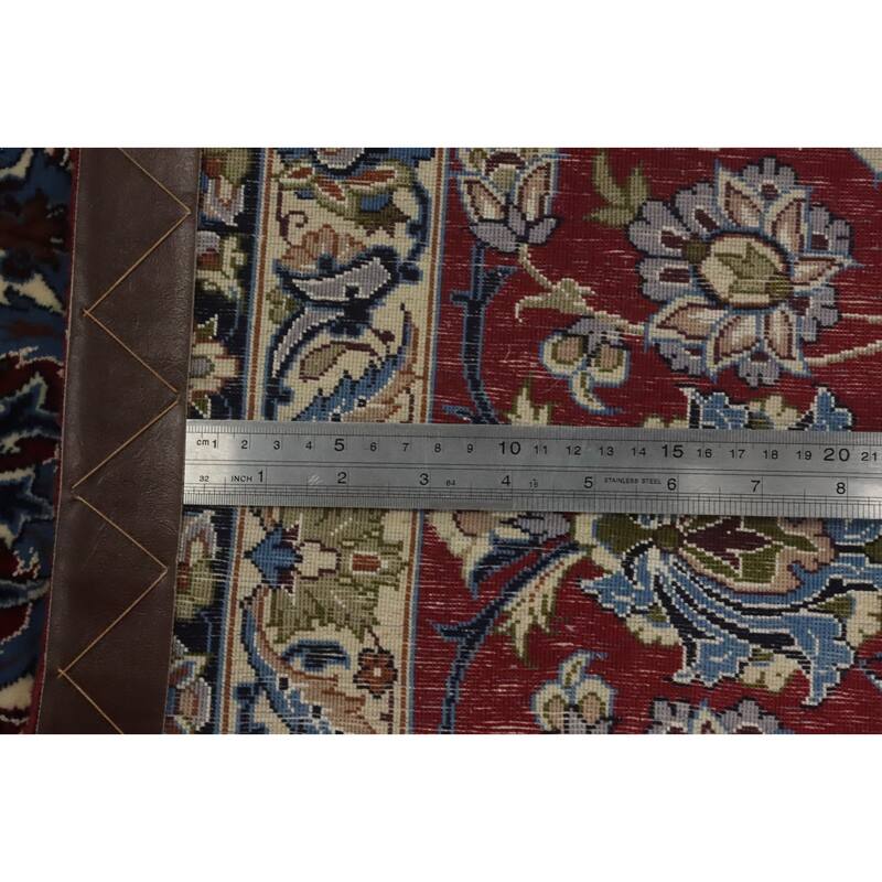 Hand Knotted Oriental 100% Kork Wool Carpet Traditional Floral Beige & Ivories Isfahan Area Rug - 10' 7'' X 6' 7''