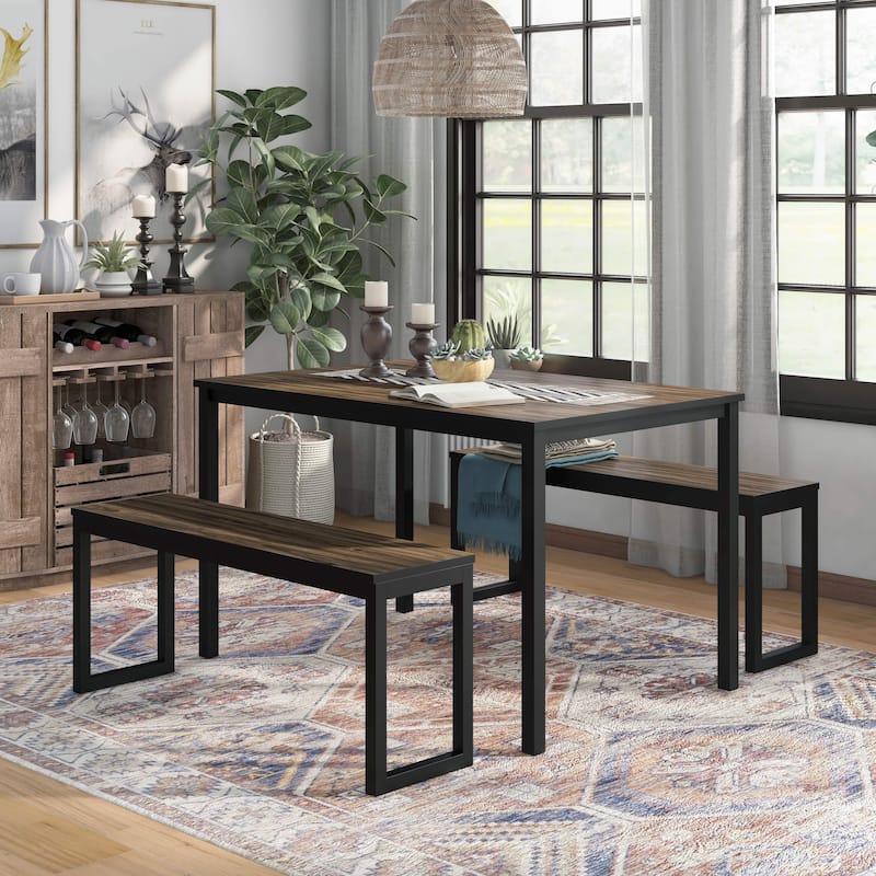 Rhese Transitional Metal 3-Piece Dining Table Sets by Furniture of America