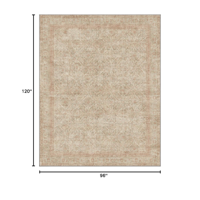 Mcow Machine Washable Boho Vintage Retro Floral Non Slip Rug