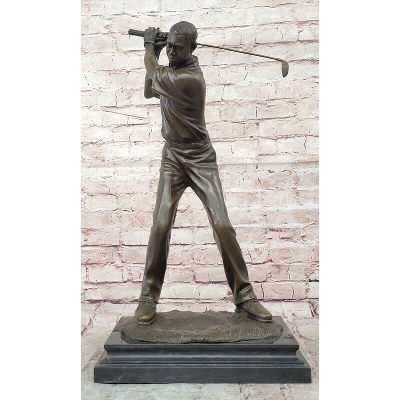 Bronze Golfer Sculpture – Golf Swing Figurine Statue For Home Or Office