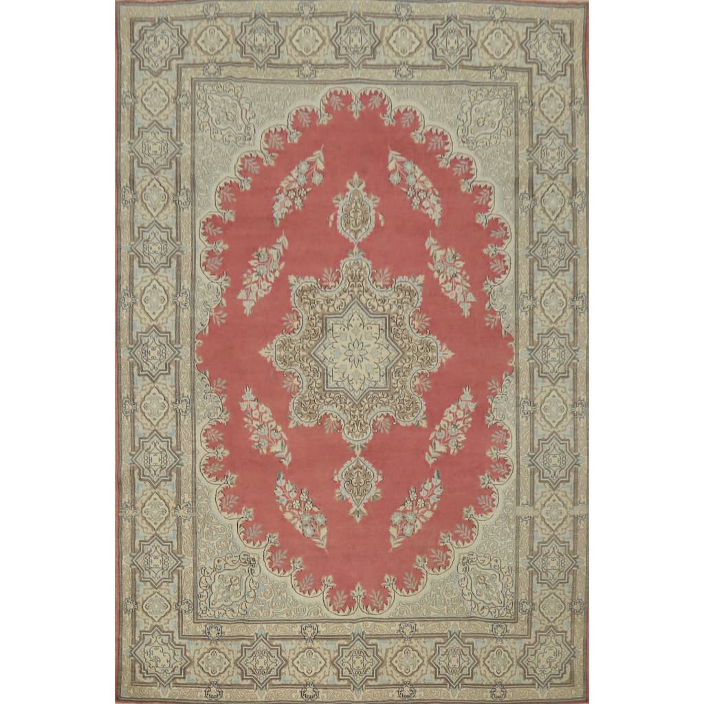 Hand Knotted Oriental 100% Wool Carpet Traditional Floral Pink Kerman Area Rug - 11' 9'' X 9' 0''