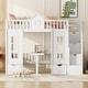preview thumbnail 19 of 27, Twin Bunk Bed with Convertible Desk and Playhouse Design, Grey White