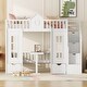 preview thumbnail 18 of 25, Twin-Over-Twin Bunk Bed with Convertible Desk, Solid Pine Wood, Playhouse Design, Fence-Shaped Frame, Grey
