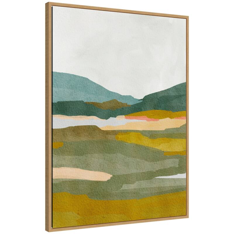 Kate and Laurel Sylvie Vibrant Abstract Framed Canvas by Nikita Jariwala - 28x38 - Natural