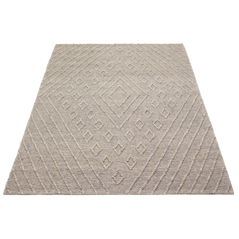 ECARPETGALLERY Braid weave Sienna Grey Wool Rug - 6'2 x 8'11