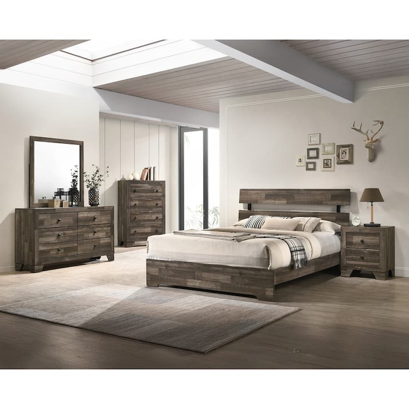 1pc Rustic Full Platform Bed