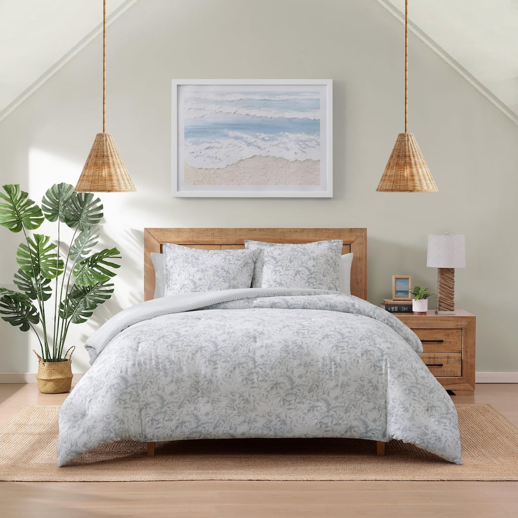 Tommy Bahama Orchid Bay Cotton Reversible Blue Comforter Set