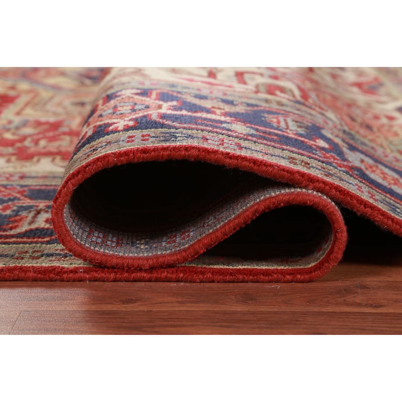 Hand Knotted Oriental 100% Wool Carpet Traditional Medallion Red Heriz (serapi) Area Rug - 9' 11'' X 7' 10''