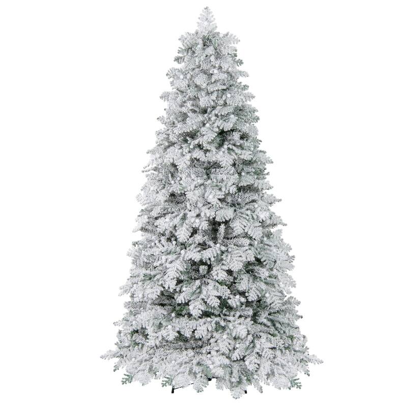 Costway 6/7 FT Artificial Snow-flocked Christmas Tree with 130 Balls, - See Details
