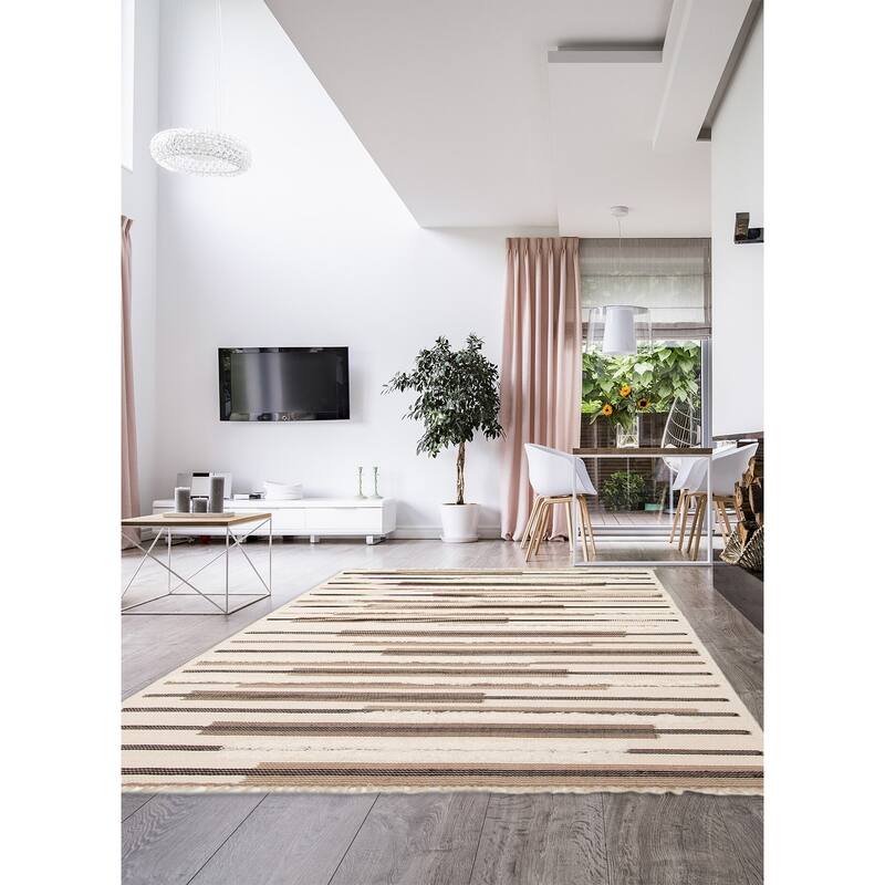 ECARPETGALLERY Hand Tufted Timeless Cream Wool Rug - 5'0 x 8'0