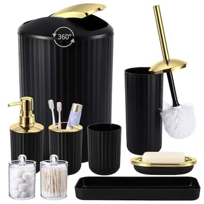 Bathroom Accessories Set Complete with Trash Can - 11.97 x 7.83 x 7.8