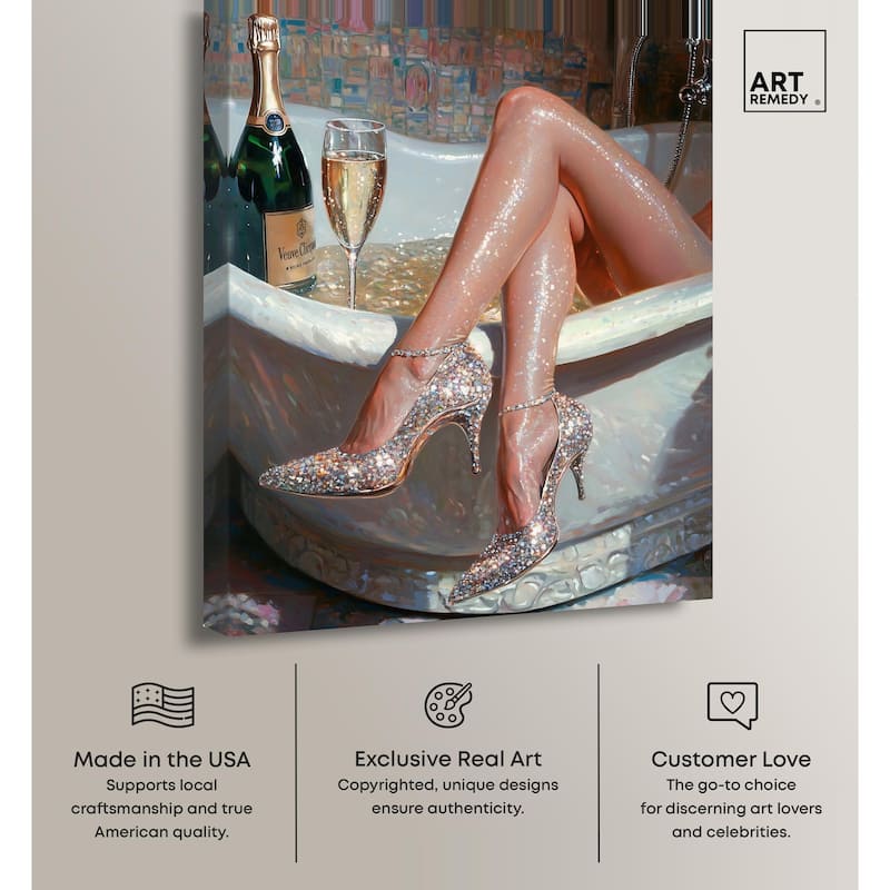 Champagne Bath Party Canvas by Art Remedy, Gallery Wrapped