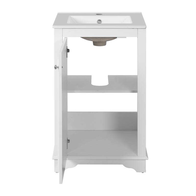 20'' Freestanding Bathroom Vanity with White Integrated Ceramic Sink - 20.1'' x 18.4'' x 33.8''