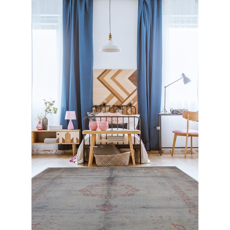 ECARPETGALLERY Hand-knotted Vibrance Denim Blue Wool Rug - 6'2 x 8'9