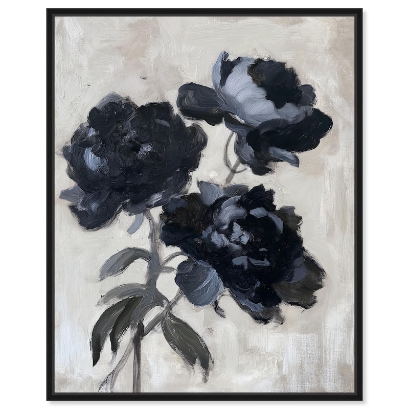 Peonies in Shadow Canvas by Art Remedy - 20" x 24" - Black