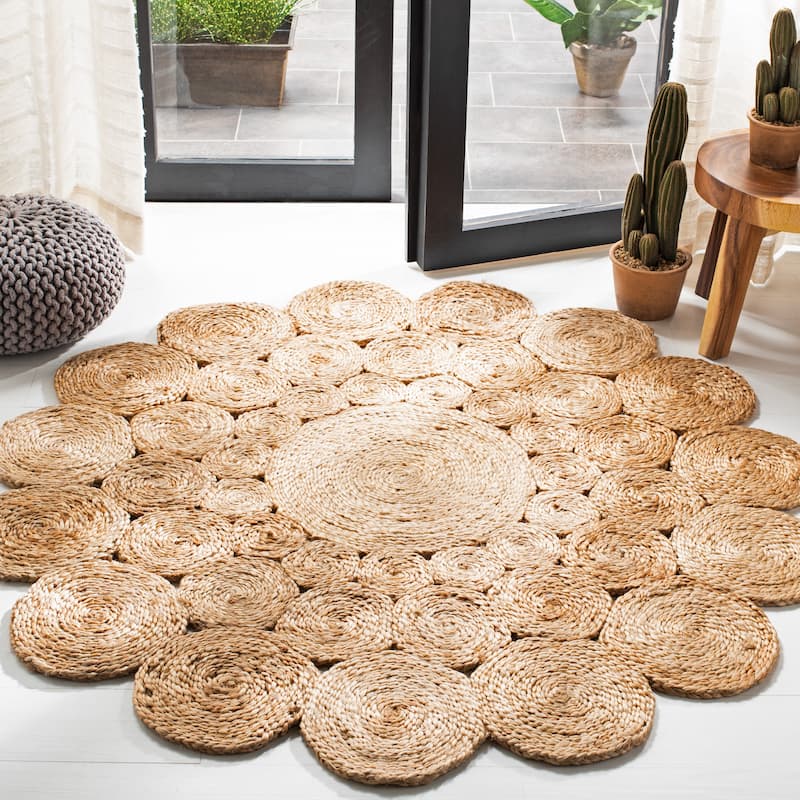 SAFAVIEH Handmade Natural Fiber Jazlene Farmhouse Rug - 3' Round - Natural
