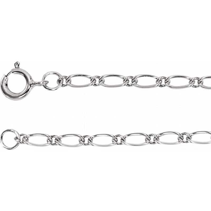 Curata 14k White Gold 7" 1.5mm Figaro Chain Bracelet