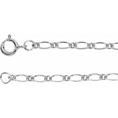 Curata 14k White Gold 7" 1.5mm Figaro Chain Bracelet