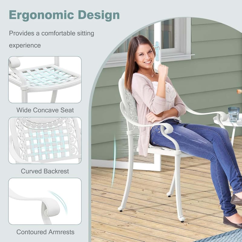 2/4-Pack Stackable Aluminum Patio Chairs w/ Armrests & Adjustable Feet