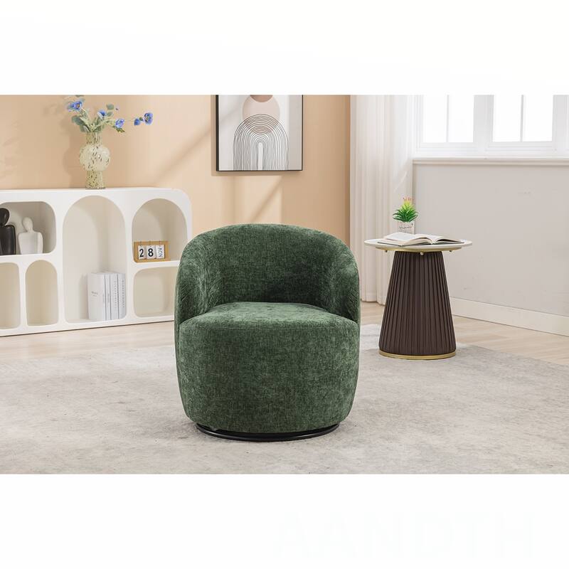 Chenille Swivel Barrel Chair