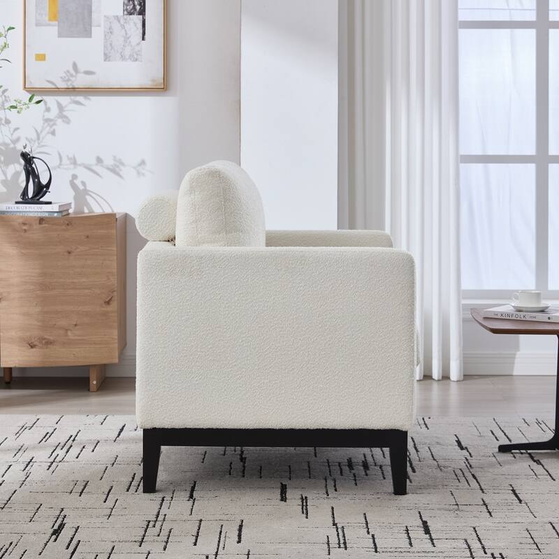 35.4 "Wide Modern Farmhouse Accent Chair with Natural Wood Legs