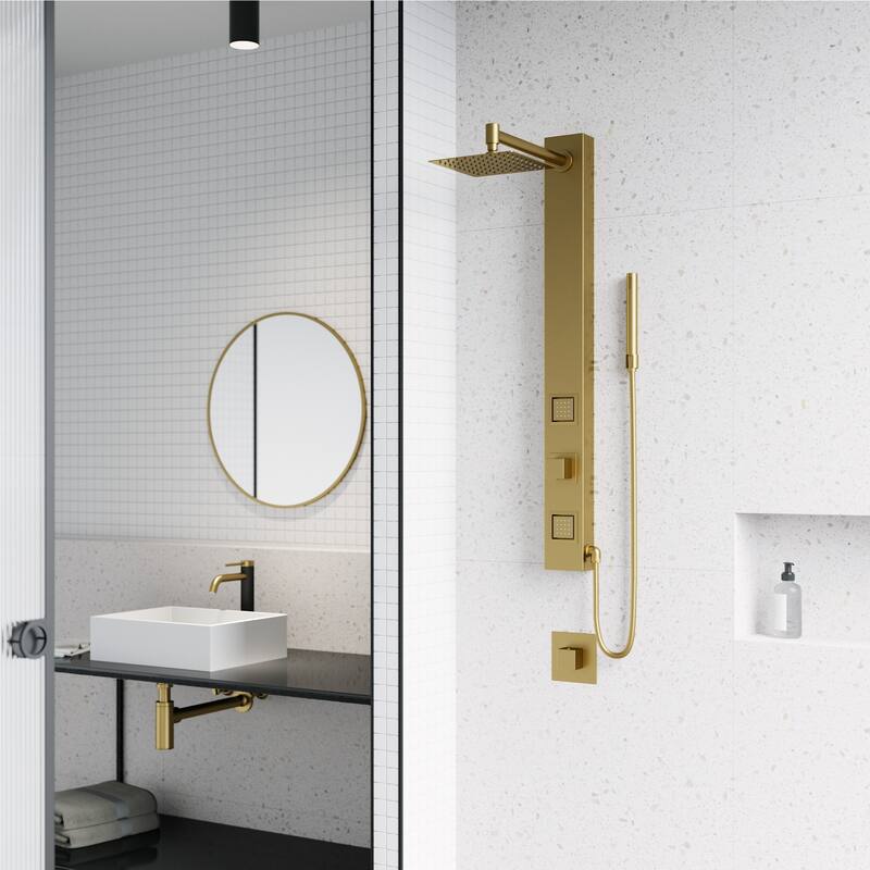 VIGO Orchid 39" H x 4" W 2-Jet Retro Shower Panel with Square Shower Head